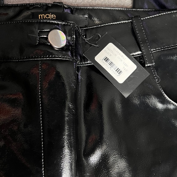 NWT MAJE Paveli zipped cuff high rise vinyl trousers - Picture 5 of 6